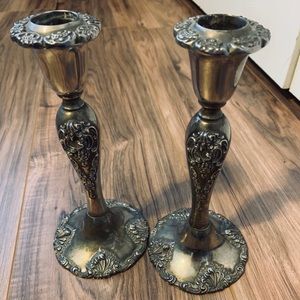 [ANTIQUE] Godinger Baroque Silver Candle Holders